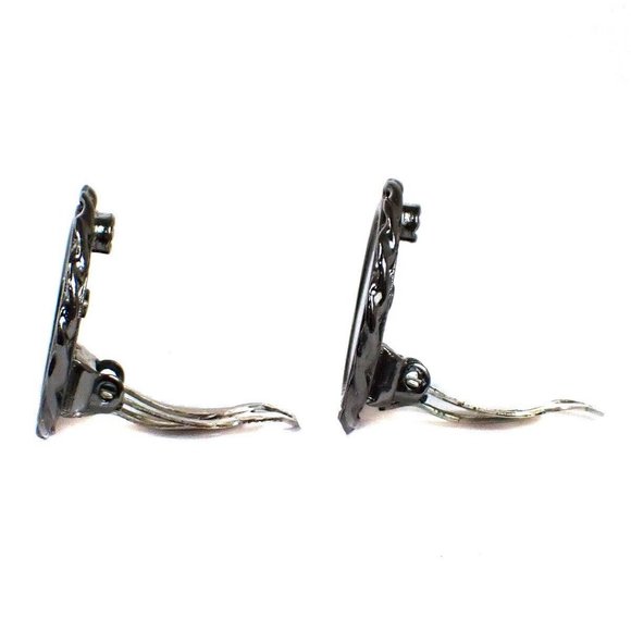 CHANEL Mademoiselle Round Earrings 05P Clip-On Silver-plated France ACC - Picture 2 of 8